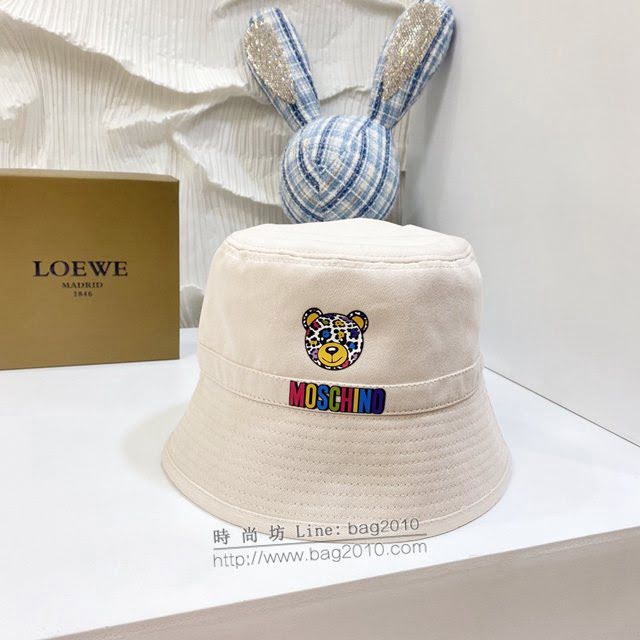 Moschino男女同款帽子 莫斯奇諾小熊圖案簡約款漁夫帽遮陽帽  mm1191